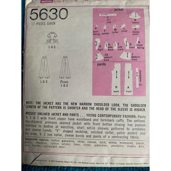 Simplicity sewing pattern  5630 pants set wide leg 1960s - Picture 4 of 5